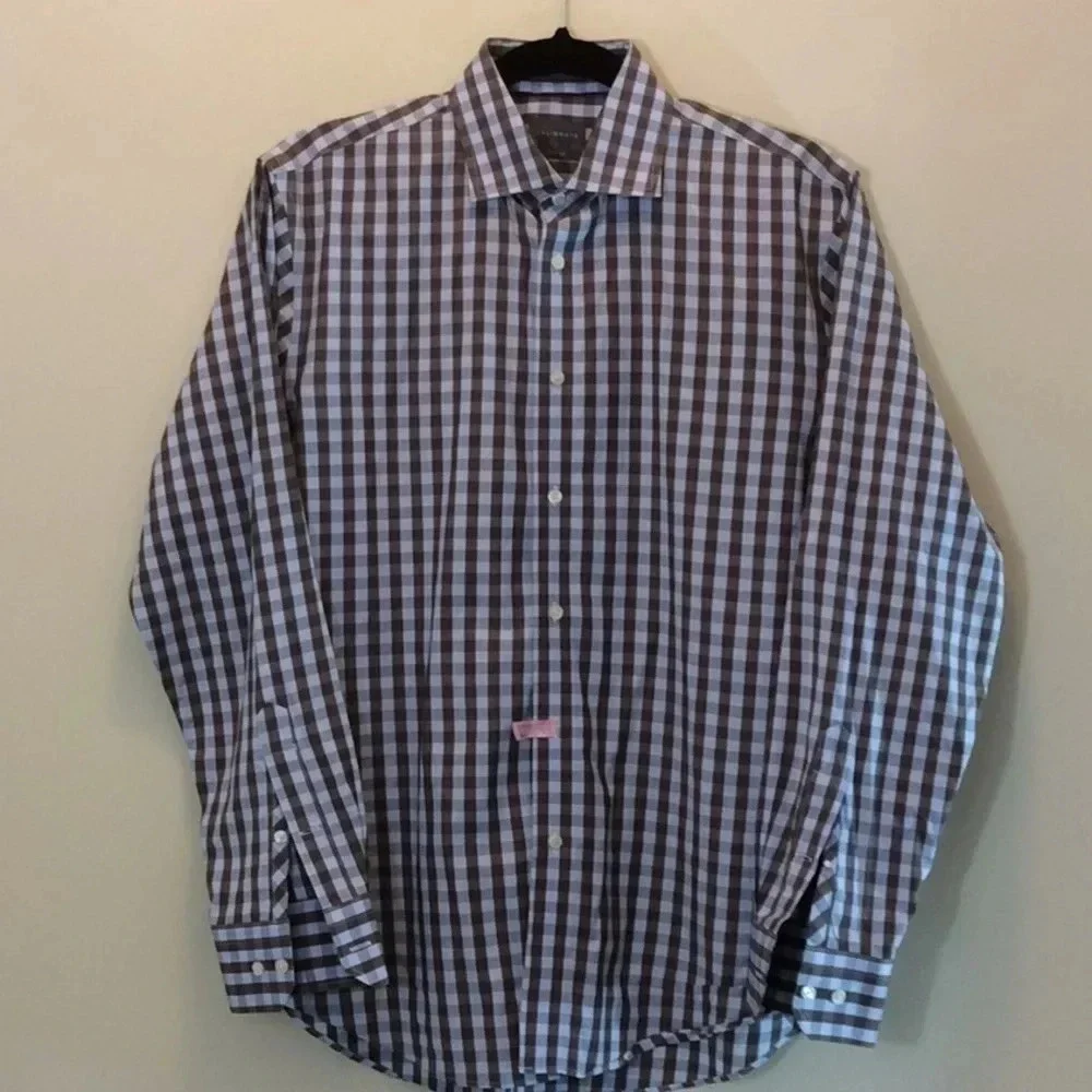 Calibrate Brown & Blue Trim Fit Dress Shirt - Picture 2 of 7